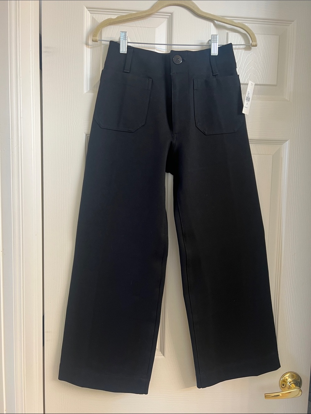 Maeve Black Cropped Wide-Leg Pants